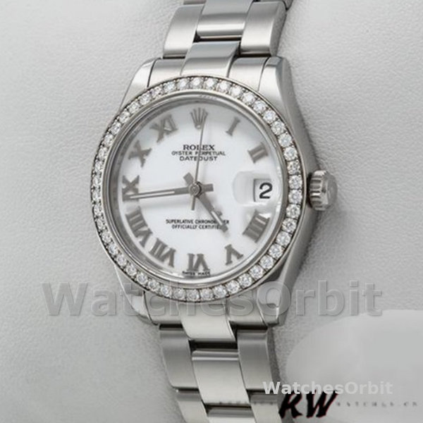 Womens Rolex Datejust 31mm Womens-178384-White Roman Numeral Dial White Replica Image