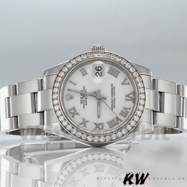 Womens Rolex Datejust 31mm Womens-178384-White Roman Numeral Dial White Replica Image