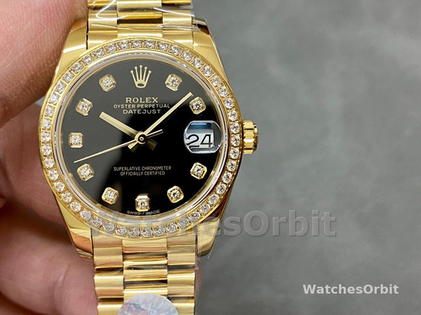 Replica Rolex Datejust 26mm Dames-179138-Zwarte Diamanten Wijzerplaat Zwart