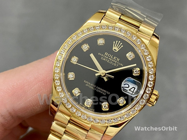 Replica Rolex Datejust 26mm Dames-179138-Zwarte Diamanten Wijzerplaat Zwart