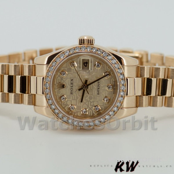 Womens Rolex Datejust 26mm Womens-179138-Champagne Jubilee Dial Champagne Replica Image