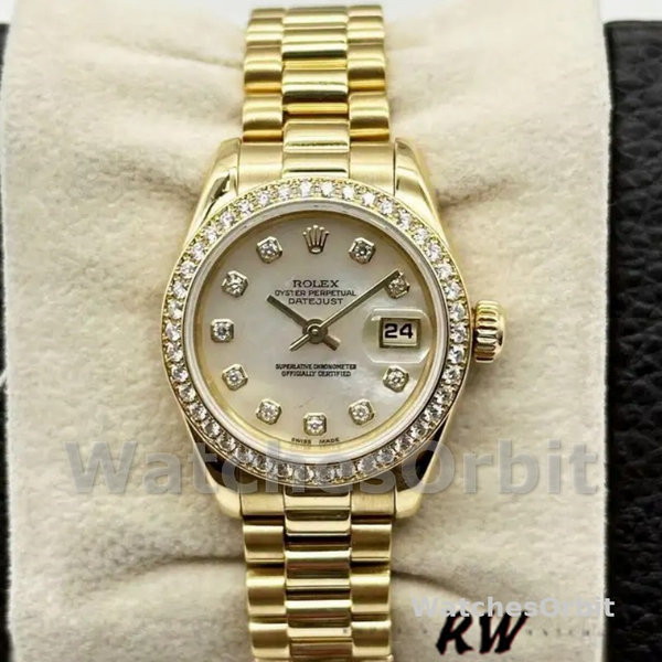 Replica Dames Rolex Datejust 26mm Vrouwen-179138-Parelmoer Diamanten Wijzerplaat MOP