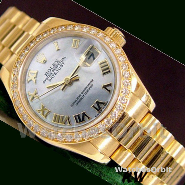 Replica Dames Rolex Datejust-179138, 26mm, Witte Parelmoer Romeinse Cijfer Wijzerplaat, Lady MOP