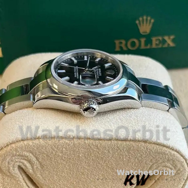 Replica Rolex Datejust 26mm Dames-179160-Zwarte Index Dial-Domed Bezel Zwart