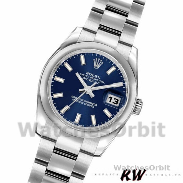 Women's Rolex Datejust 26mm Women's-179160-Blue Index Dial-Domed Bezel Blue