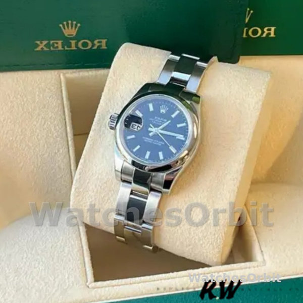 Women's Rolex Datejust 26mm Women's-179160-Black Index Dial-Domed Bezel Black