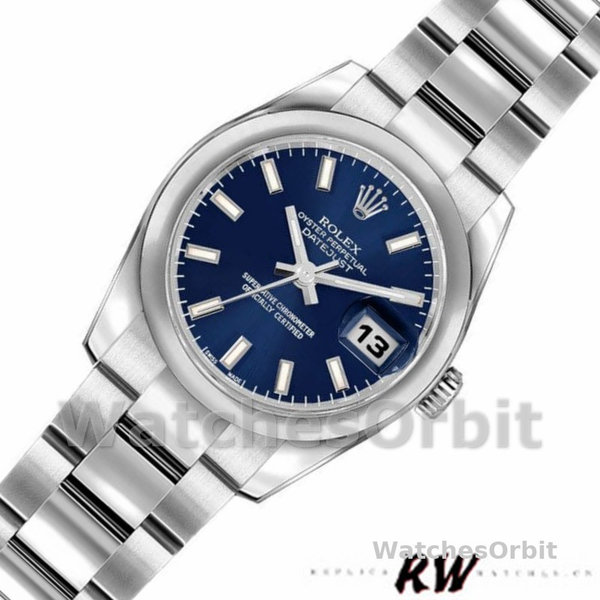 Women's Rolex Datejust 26mm Women's-179160-Blue Index Dial-Domed Bezel Blue