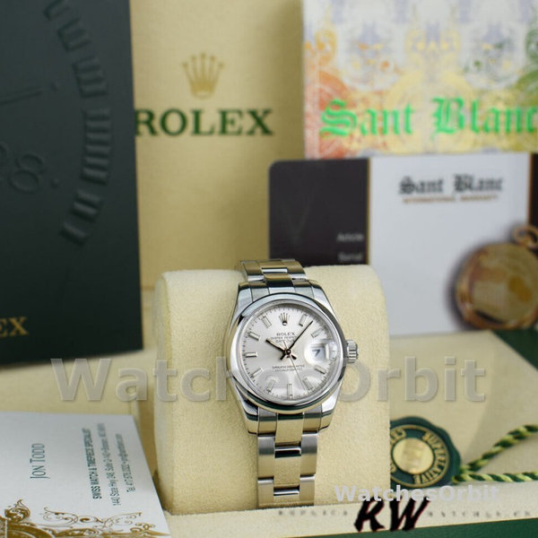 Replica Rolex Datejust 26mm Dames-179160-Zilver Index Dial-Domed Bezel Zilver