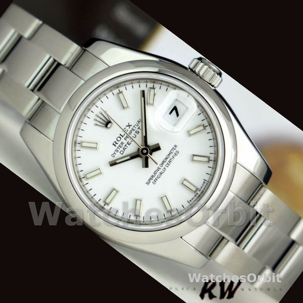 Replica Rolex Datejust 26mm voor dames-179160-Witte index wijzerplaat-Domed Bezel Wit