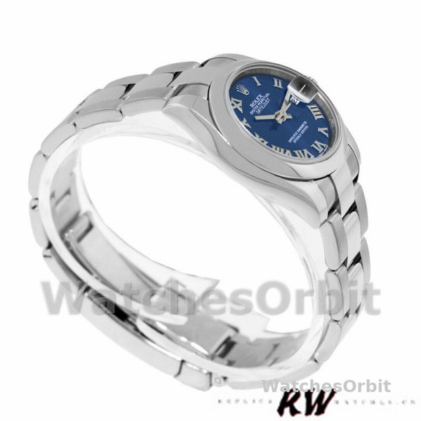 Women's Rolex Datejust 26mm Women's-179160-Blue Roman Dial-Oyster Bracelet Blue