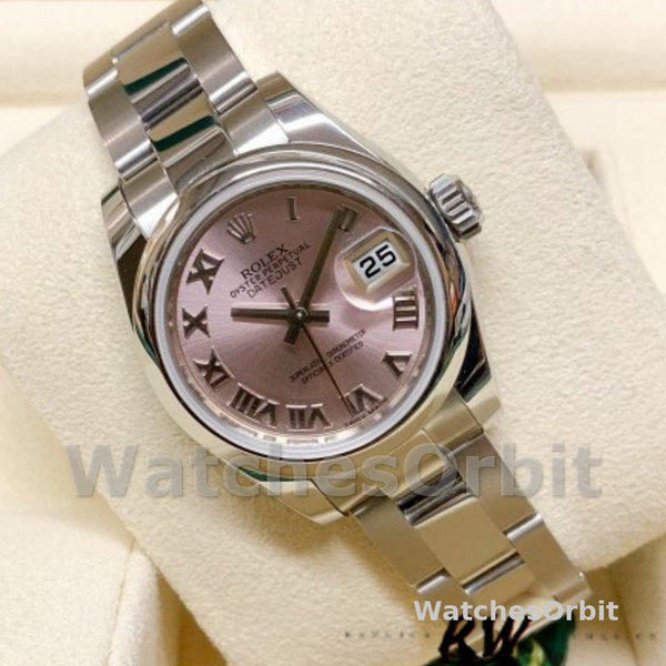 Replica Rolex Datejust 26mm Dames-179160-Roze Romeinse Wijzerplaat-Oyster Armband Roze