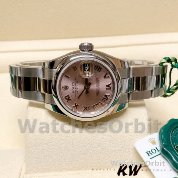 Replica Rolex Datejust 26mm Dames-179160-Roze Romeinse Wijzerplaat-Oyster Armband Roze