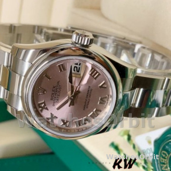 Replica Rolex Datejust 26mm Dames-179160-Roze Romeinse Wijzerplaat-Oyster Armband Roze