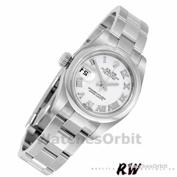 Replica Rolex Datejust 26mm Dames-179160-Witte Romeinse Wijzerplaat-Oyster Armband Wit