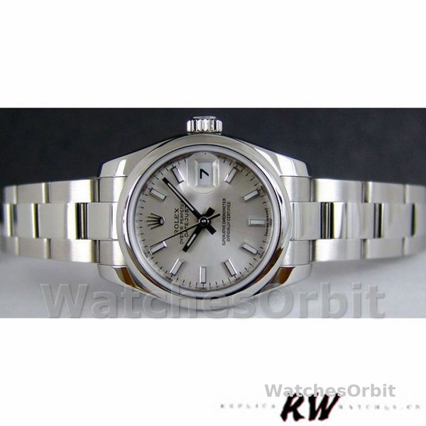 Womens Rolex Datejust 26mm Womens-179160-Silver Index Dial-Domed Bezel Silver<br /> Replica Image