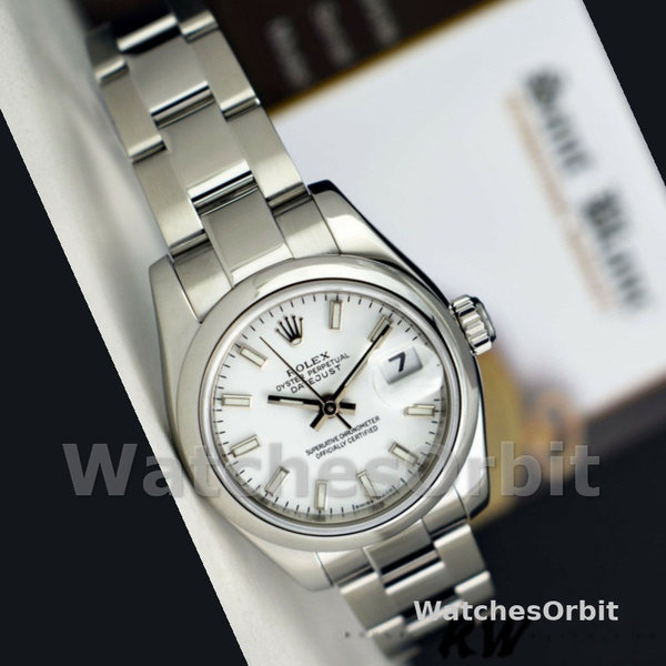 Replica Rolex Datejust 26mm voor dames-179160-Witte index wijzerplaat-Domed Bezel Wit