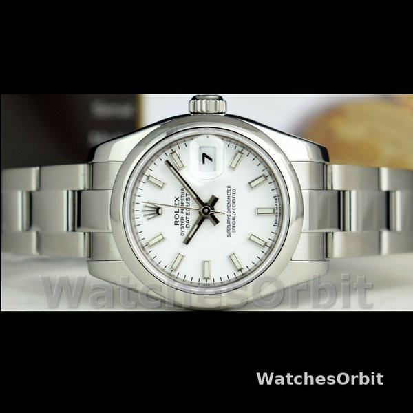 Replica Rolex Datejust 26mm voor dames-179160-Witte index wijzerplaat-Domed Bezel Wit
