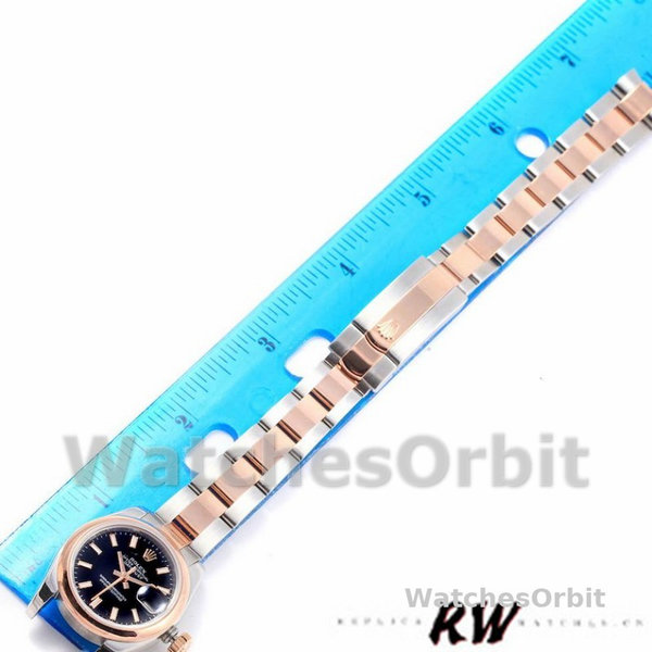 Womens Rolex Datejust 26mm Womens-179161-Black Index Dial-Stainless Steel & Everose Gold Luxury Replica Image