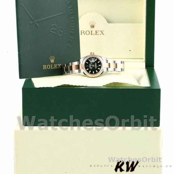 Womens Rolex Datejust 26mm Womens-179161-Black Index Dial-Stainless Steel & Everose Gold Luxury Replica Image
