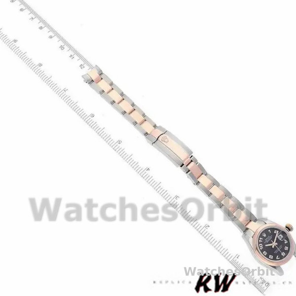 Womens Rolex Datejust 26mm Womens-179161-Black Concentric Circle Dial-Stainless Steel & Everose Gold Black Replica Image