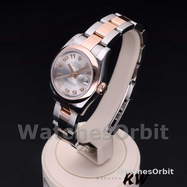 Womens Rolex Datejust 26mm Womens-179161-Silver Concentric Circle Dial-Stainless Steel & Everose Gold Silver Replica Image