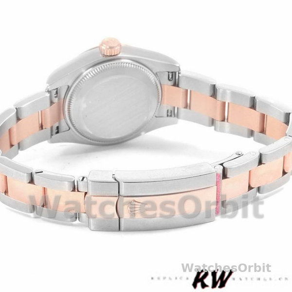 Replique Rolex Datejust-179161 pour femme, 26mm, acier inoxydable et or Everose, cadran indexé rose, Lady Pink