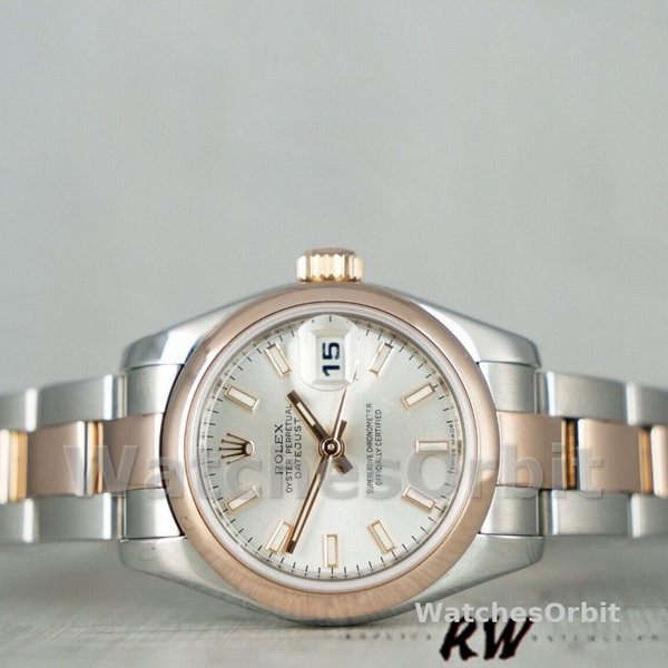 Womens Rolex Datejust 26mm Womens-179161-Silver Index Dial-Stainless Steel & Everose Gold Silver Replica Image