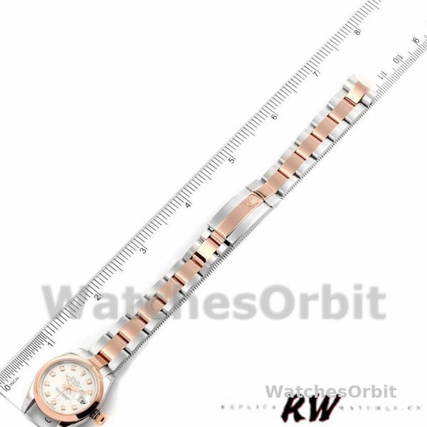 Womens Rolex Datejust 26mm Womens-179161-White Diamond Dial-Stainless Steel & Everose Gold White Replica Image