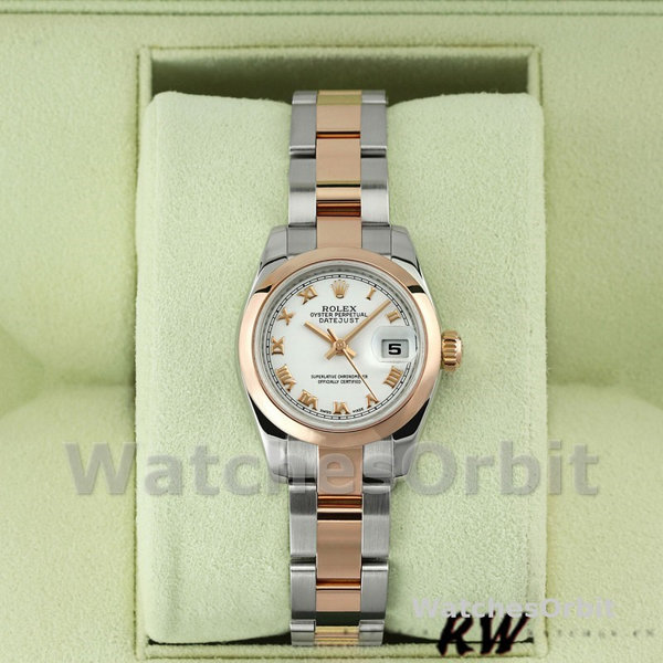 Replique Rolex Datejust 26mm Femme-179161-Cadran romain blanc-acier inoxydable et or Everose blanc
