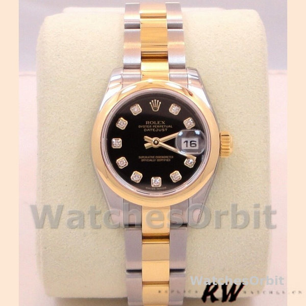 Women's Rolex Datejust-179163, 26mm, Black Diamond Dial, Domed Bezel, Lady Black