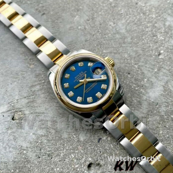 Womens Rolex Datejust-179163, 26mm, Blue Diamond Dial, Domed Bezel, Lady Blue Replica Image
