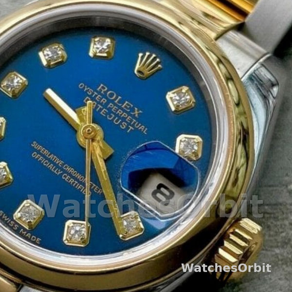 Womens Rolex Datejust-179163, 26mm, Blue Diamond Dial, Domed Bezel, Lady Blue Replica Image