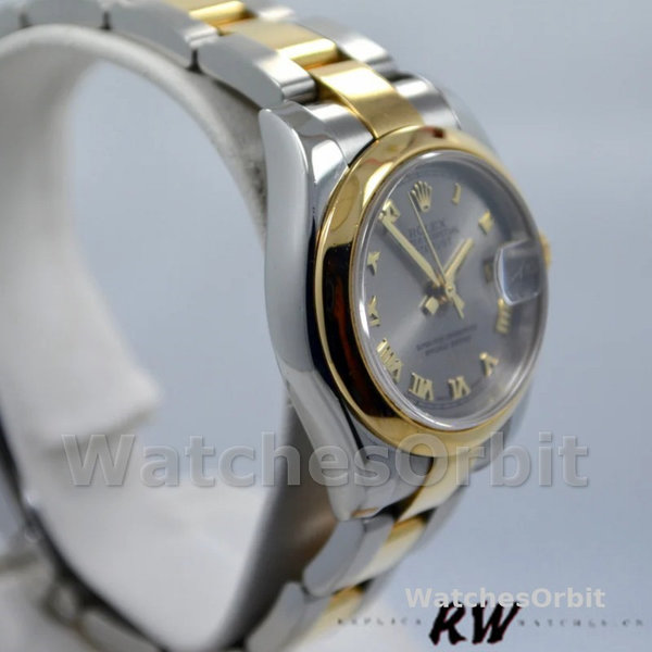 Replique Rolex Datejust 26mm Femmes-179163-Cadran gris-Lune bombée Gris