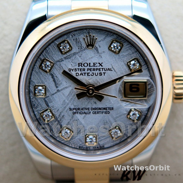 Replique Rolex Datejust-179163 pour femme, 26mm, cadran gris météorite, lunette bombée, Lady Grey