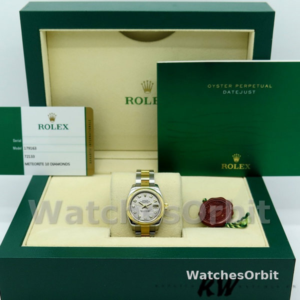 Replique Rolex Datejust-179163 pour femme, 26mm, cadran gris météorite, lunette bombée, Lady Grey