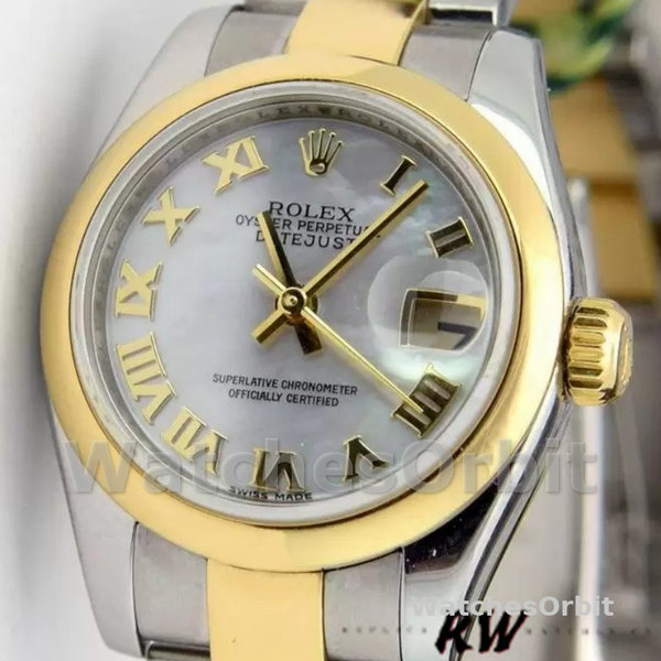Replique Femmes Rolex Datejust 26mm Femmes-179163-Mother-of-Pearl Roman Dial MOP