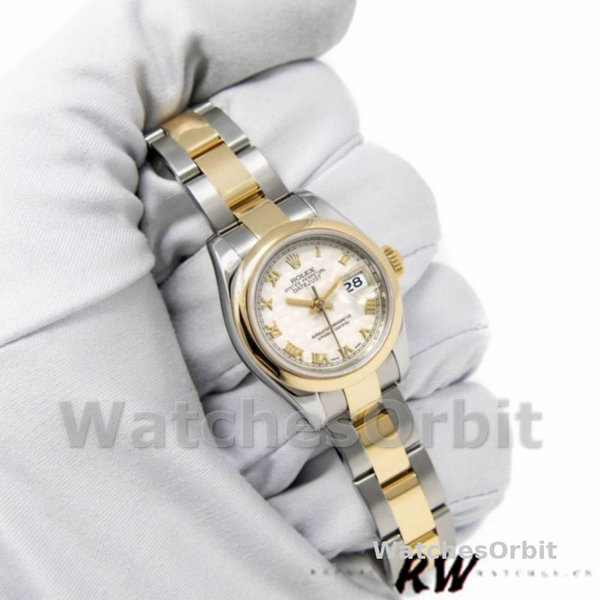Replique Rolex Datejust-179163 pour femme, 26mm, cadran ivoire pyramide, lunette lisse, Lady Ivory