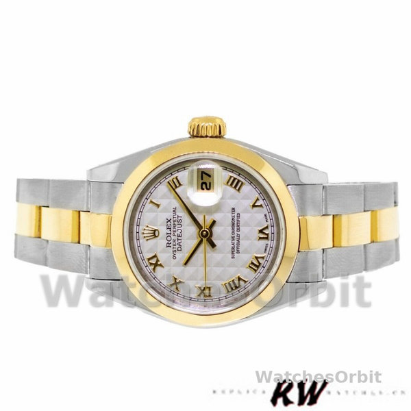 Replique Rolex Datejust-179163 pour femme, 26mm, cadran ivoire pyramide, lunette lisse, Lady Ivory