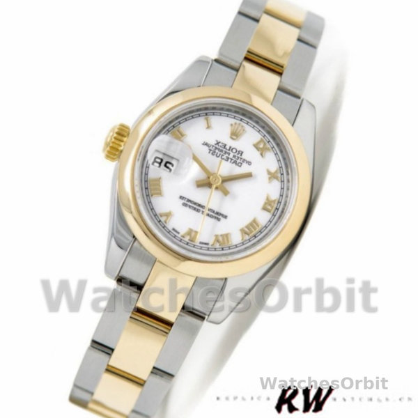 Replique Femmes Rolex Datejust 26mm Femmes-179163-White Roman Numeral Dial White