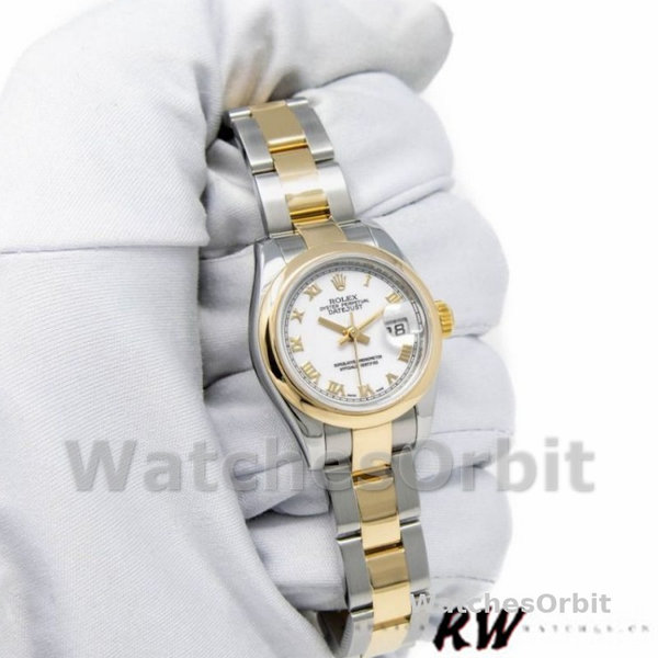 Replique Femmes Rolex Datejust 26mm Femmes-179163-White Roman Numeral Dial White