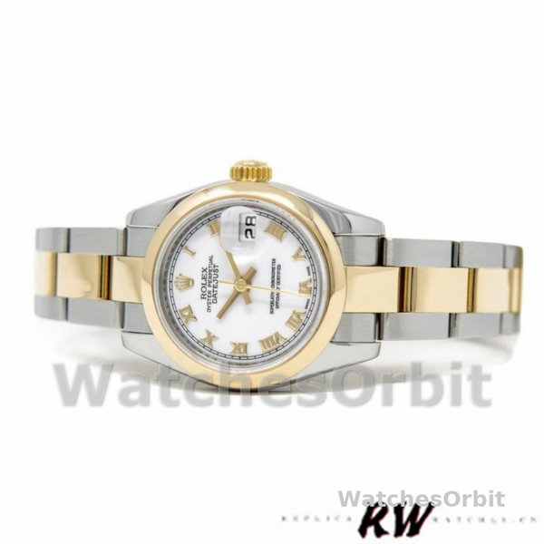 Replique Femmes Rolex Datejust 26mm Femmes-179163-White Roman Numeral Dial White