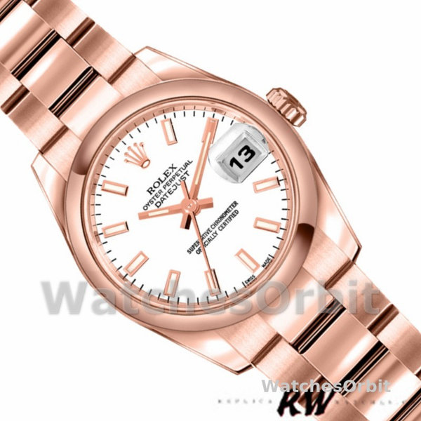 Women's Rolex Datejust-179165, 26mm, Everose Gold, White Index Dial, Lady White