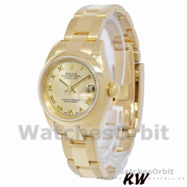 Womens Rolex Datejust-179168, 26mm, Smooth Domed Champagne Roman Dial, Lady Champagne Replica Image