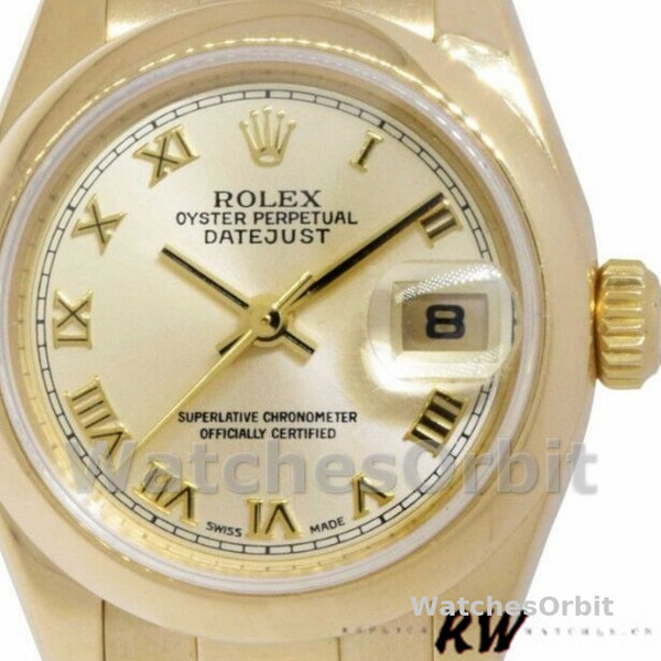 Womens Rolex Datejust-179168, 26mm, Smooth Domed Champagne Roman Dial, Lady Champagne Replica Image