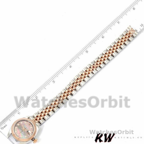 Replique Rolex Datejust-179171 pour femme, 26mm, cadran nacre noir, lunette cannelée, Lady MOP