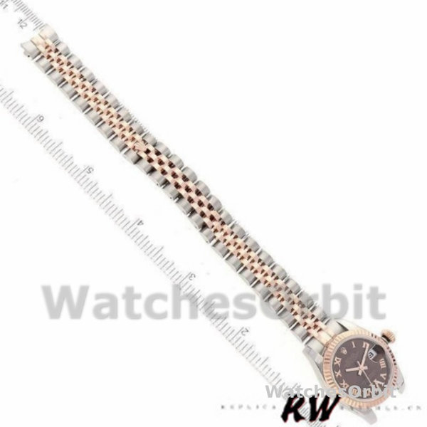 Replique Rolex Datejust-179171 pour femme, 26mm, cadran brun chocolat, lunette cannelée, Lady brun chocolat