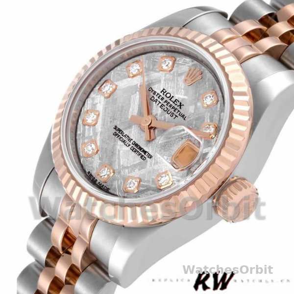 Replique Rolex Datejust-179171, 26mm, cadran diamant météorite, lunette cannelée, Lady Meteorite pour femme