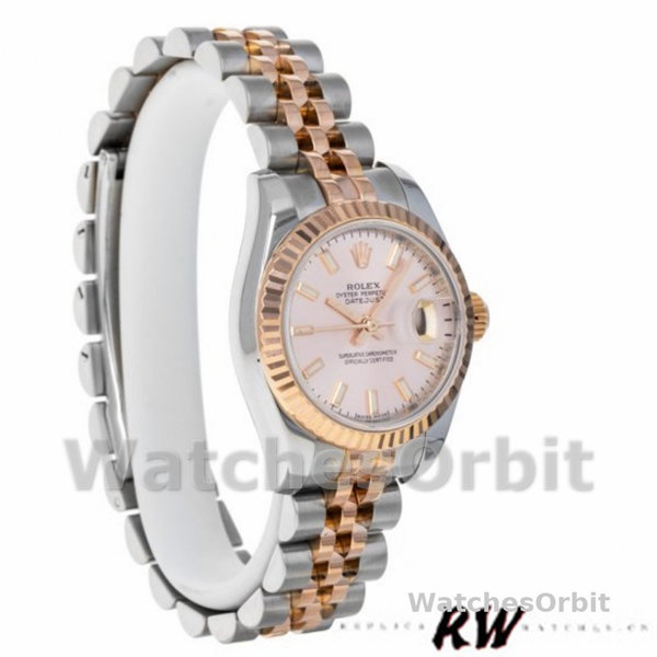 Replique Rolex Datejust-179171 pour femme, 26mm, cadran rose, lunette cannelée, Lady Pink