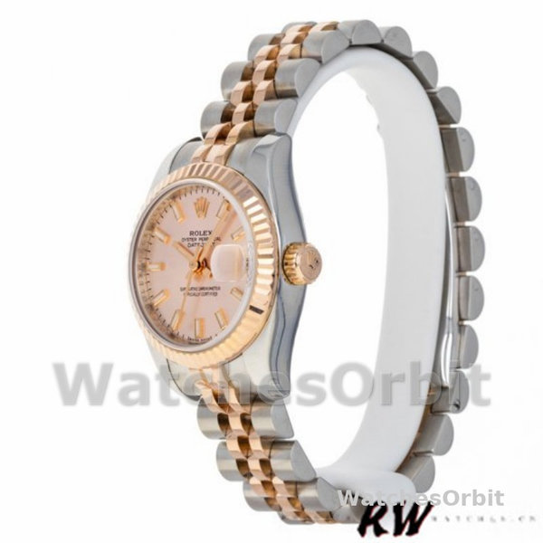Replique Rolex Datejust-179171 pour femme, 26mm, cadran rose, lunette cannelée, Lady Pink