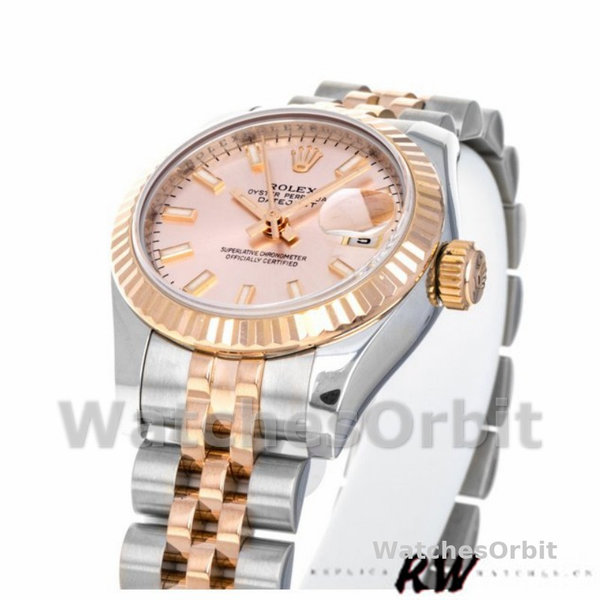 Replique Rolex Datejust-179171 pour femme, 26mm, cadran rose, lunette cannelée, Lady Pink